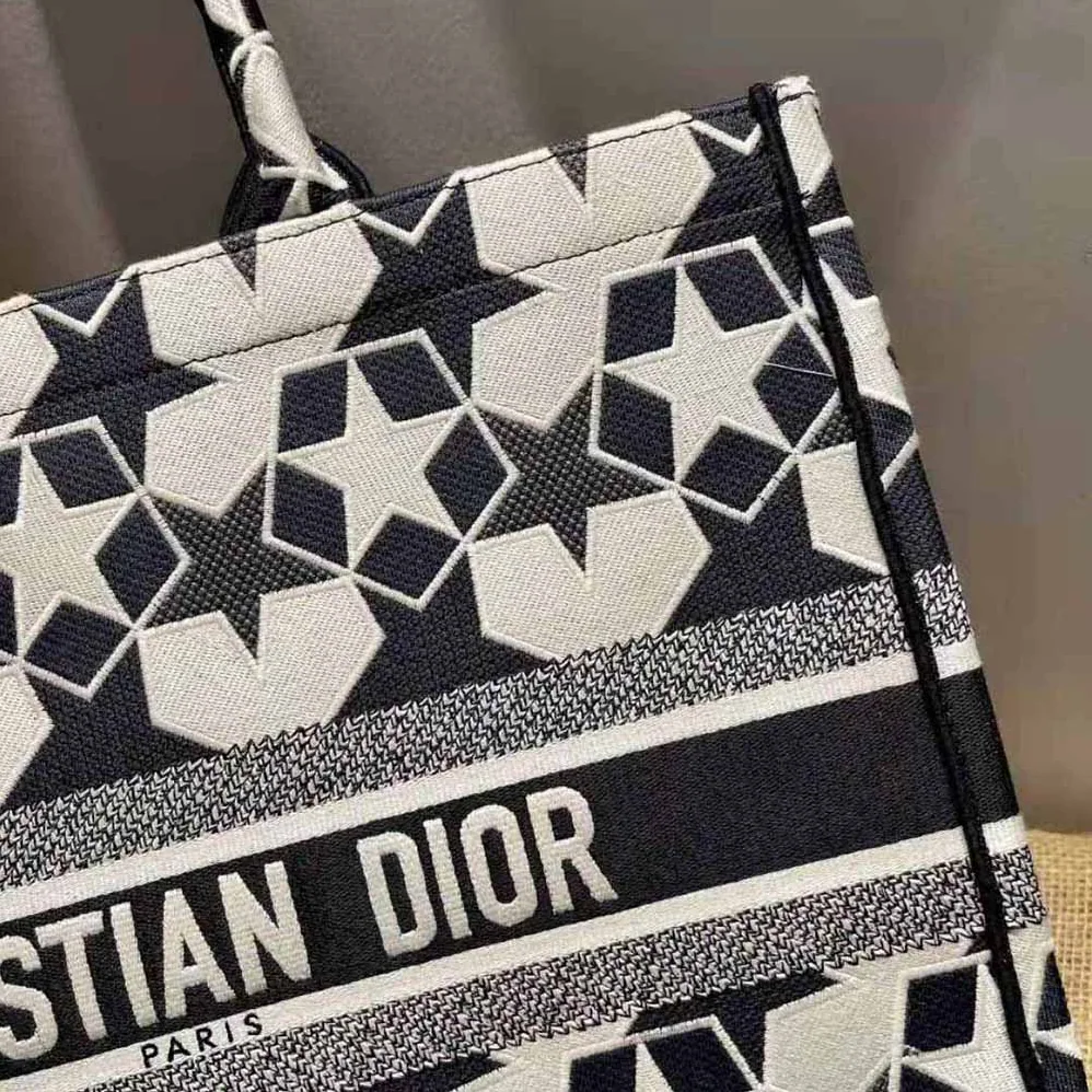 Dior Large Dior Book Tote Blue and White Dior Etoile Embroidery for Women Dior Large Dior Book Tote Blue and White Dior Etoile Embroidery for Women
