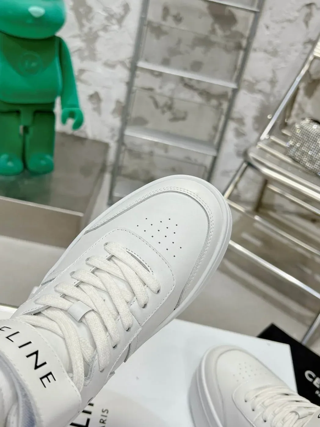 Celine Mid Block Sneakers With Velcro And Wedge White .01OP Celine Mid Block Sneakers With Velcro And Wedge White .01OP