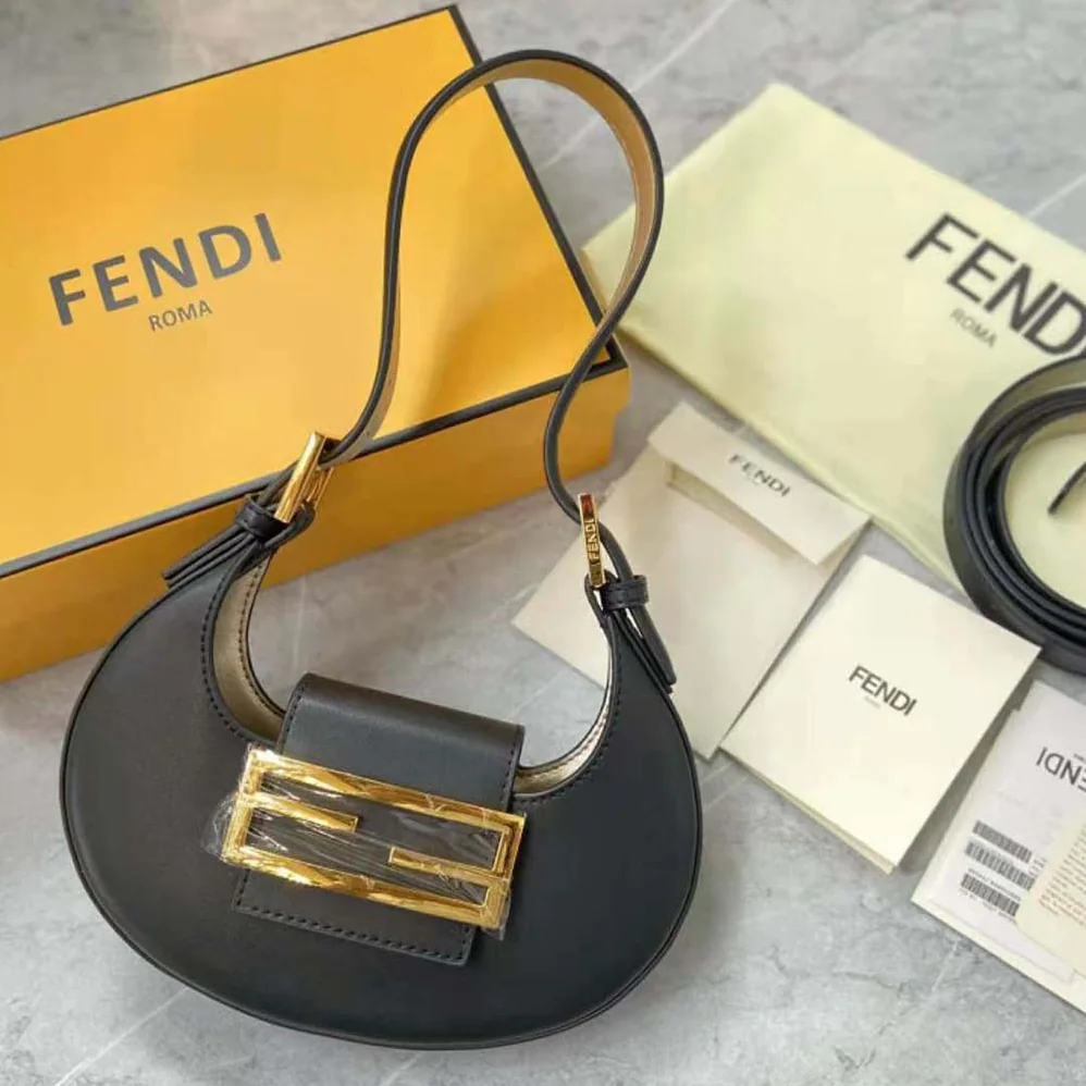 Fendi Cookie Black Leather Mini Bag for Women