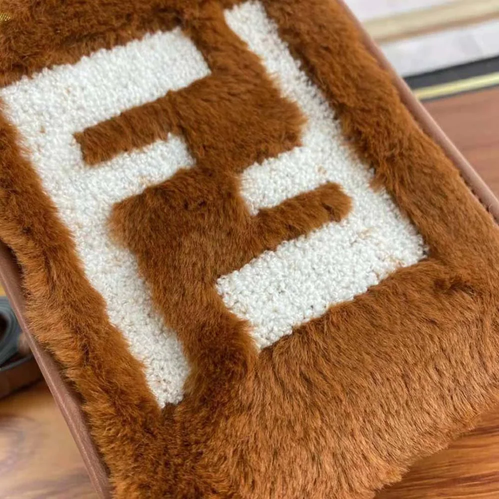 Fendi Mini Sunshine Shopper Brown Sheepskin Mini for Women in Bag with Inlay Fendi Mini Sunshine Shopper Brown Sheepskin Mini for Women in Bag with Inlay