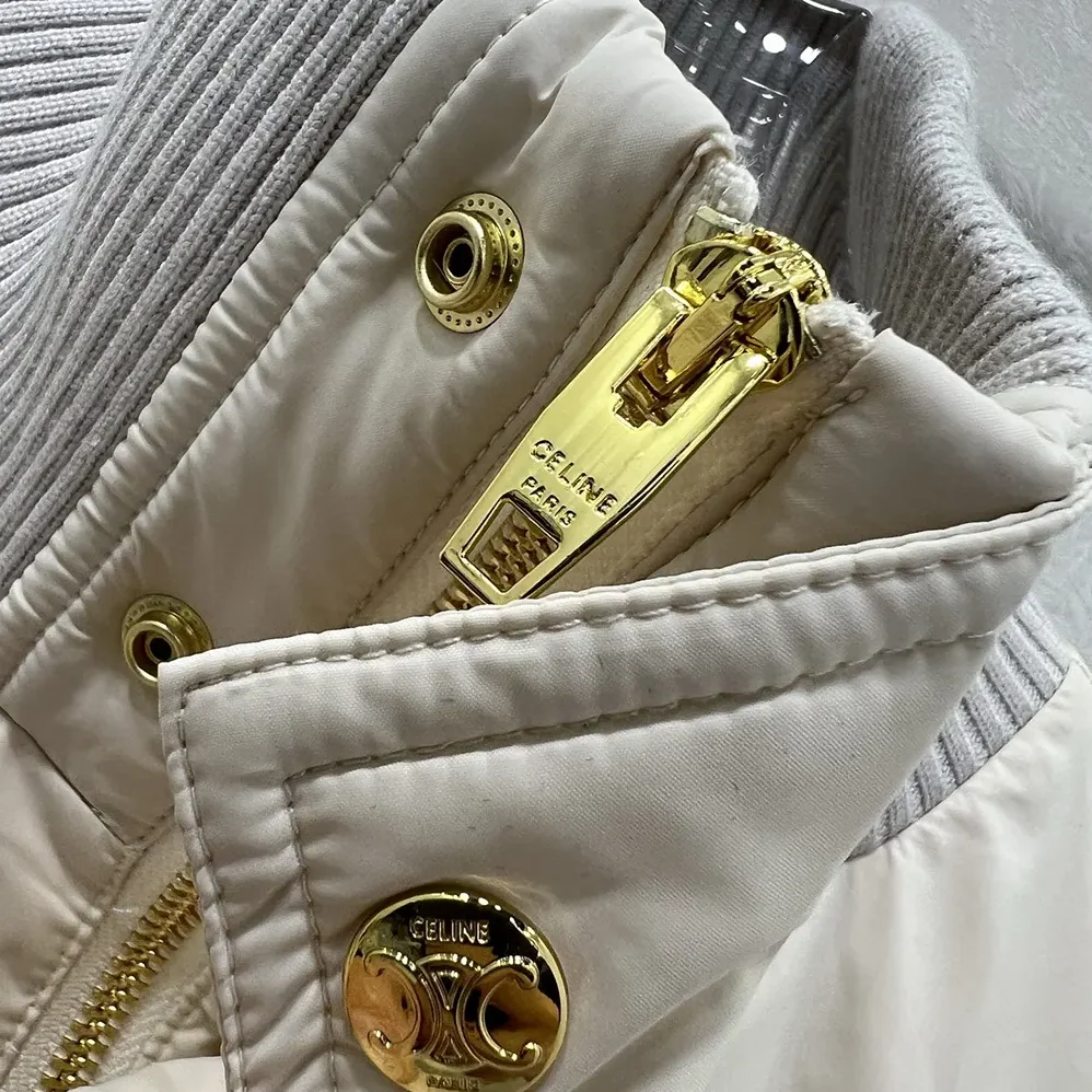 Celine Puffer Jacket In Light Nylon for Women in Beige Celine Puffer Jacket In Light Nylon for Women in Beige