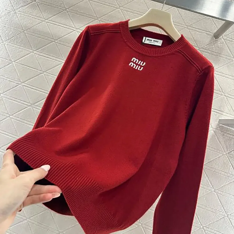 Miu Miu Cashmere Crew-Neck Sweater for Women in Red