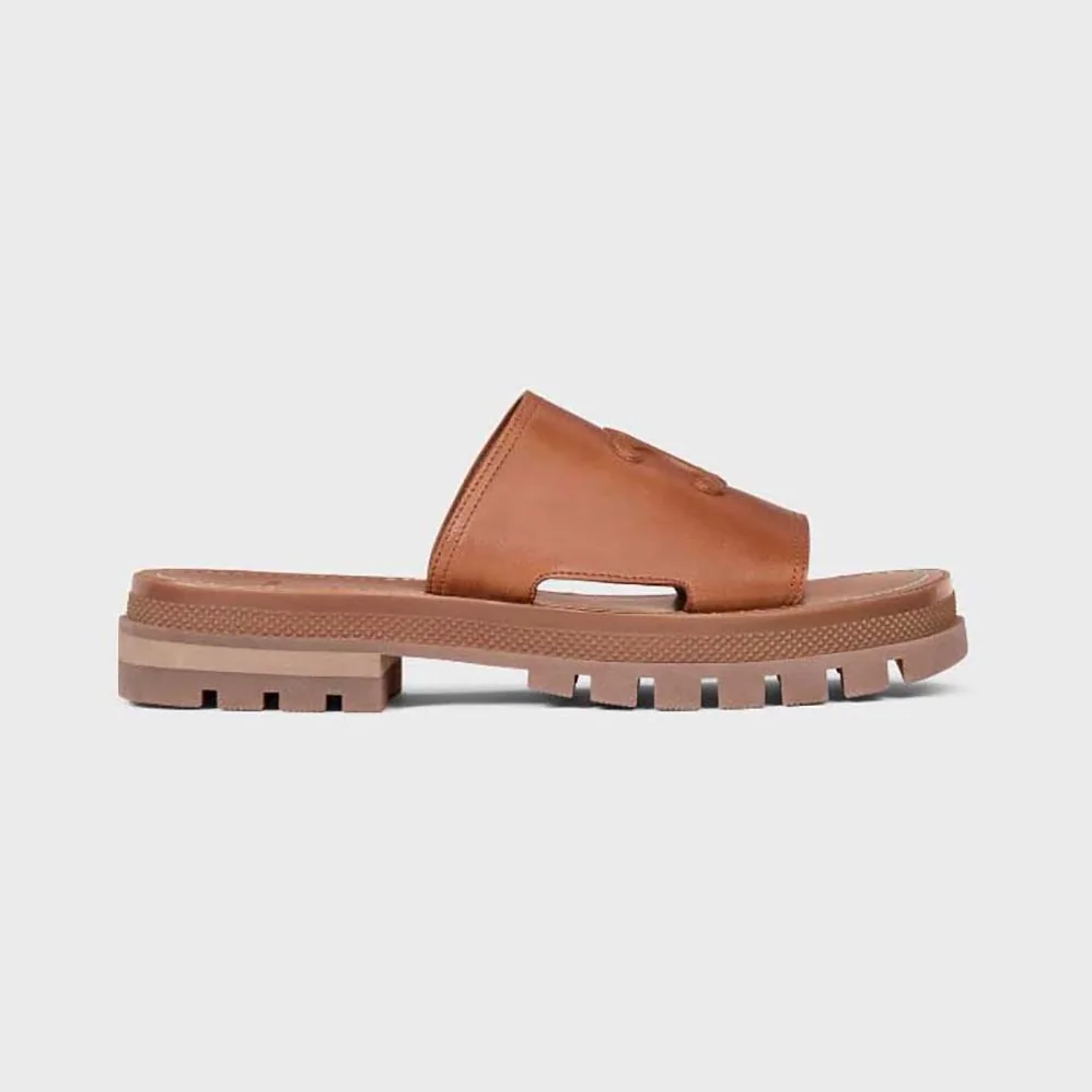 Celine Clea Triomphe Slide in Calfskin & Vegetal Tanning for Women Celine Clea Triomphe Slide in Calfskin & Vegetal Tanning for Women