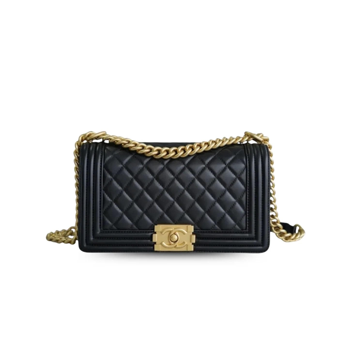 Chanel Boy Medium Crossbody Bag in Black Gold Hardware