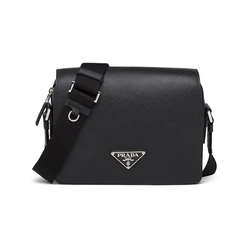 Prada Bag with Saffiano Leather Shoulder Strap for Men in Black Prada Bag with Saffiano Leather Shoulder Strap for Men in Black