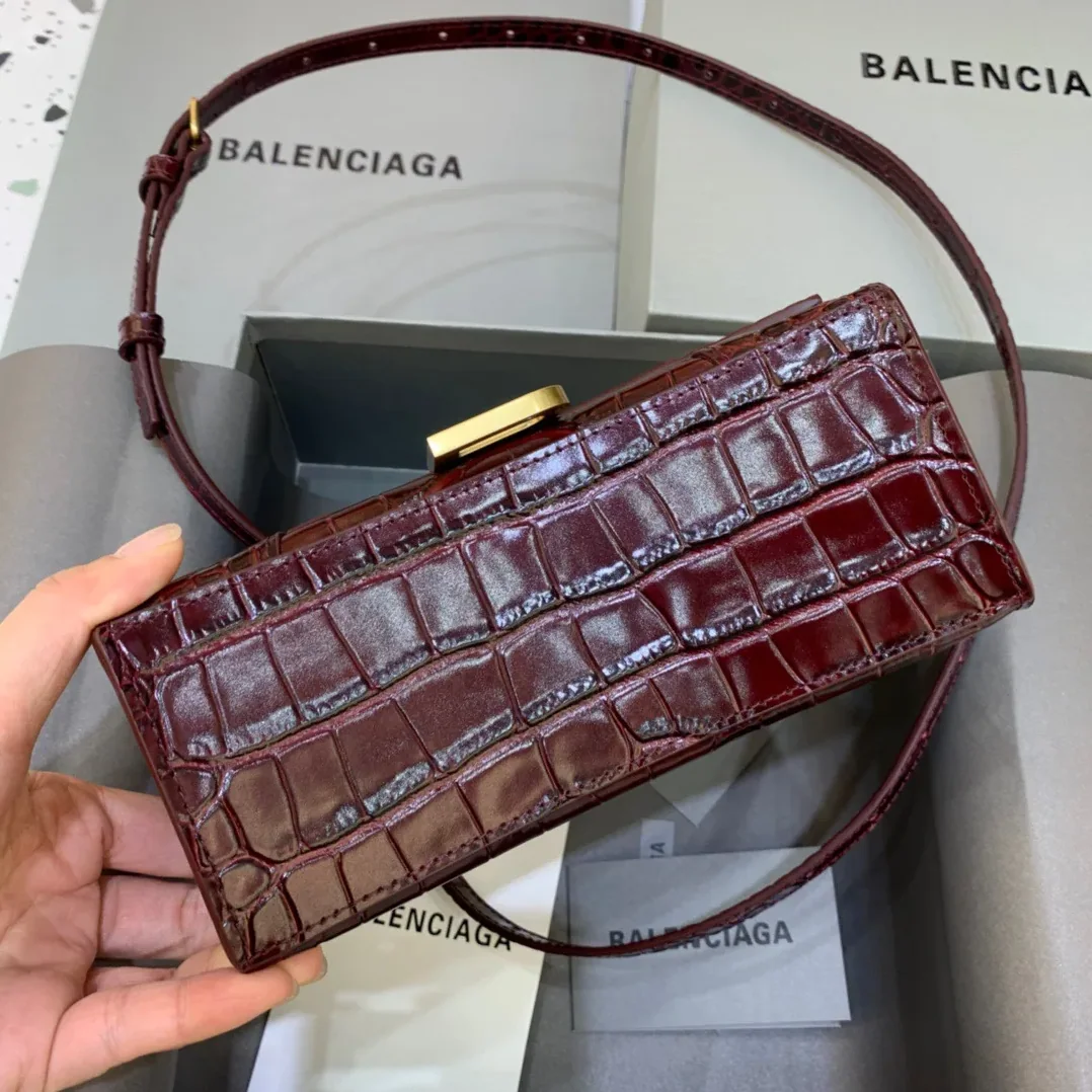 Balenciaga Hourglass XS Handbag In Dark Red Balenciaga Hourglass XS Handbag In Dark Red