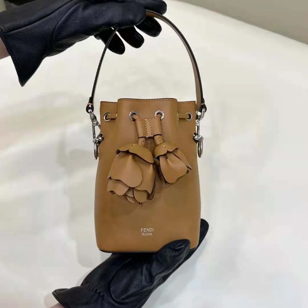 Fendi Mon Tresor Brown Leather Mini-bag with 3D Roses for Women Fendi Mon Tresor Brown Leather Mini-bag with 3D Roses for Women