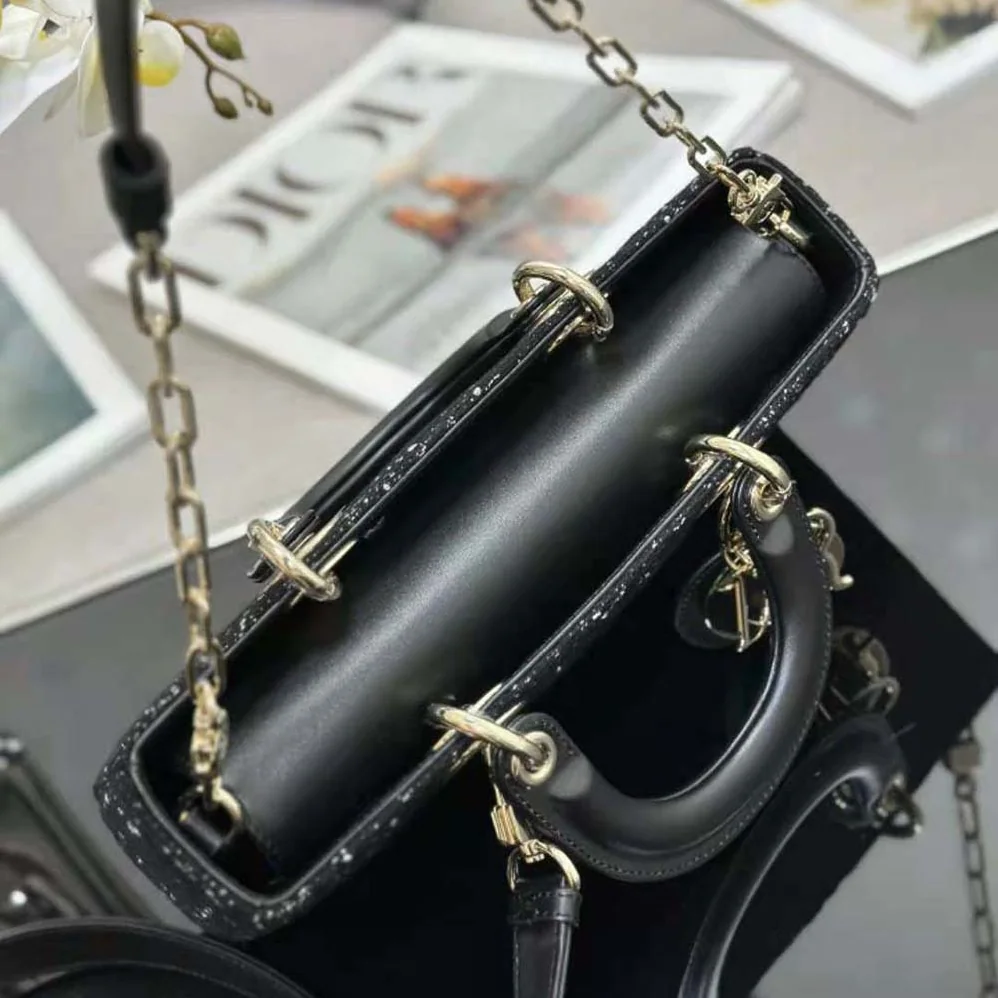Dior Medium Lady D-Joy Bag Black Cannage Tweed for Women