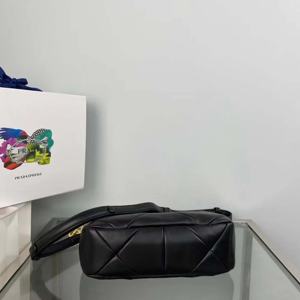 Prada System Nappa Leather Patchwork Bag for Women in Black Prada System Nappa Leather Patchwork Bag for Women in Black