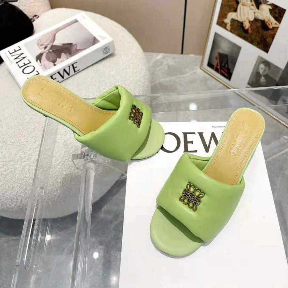 Loewe Anagram Padded Mule in Lambskin for Women in Green