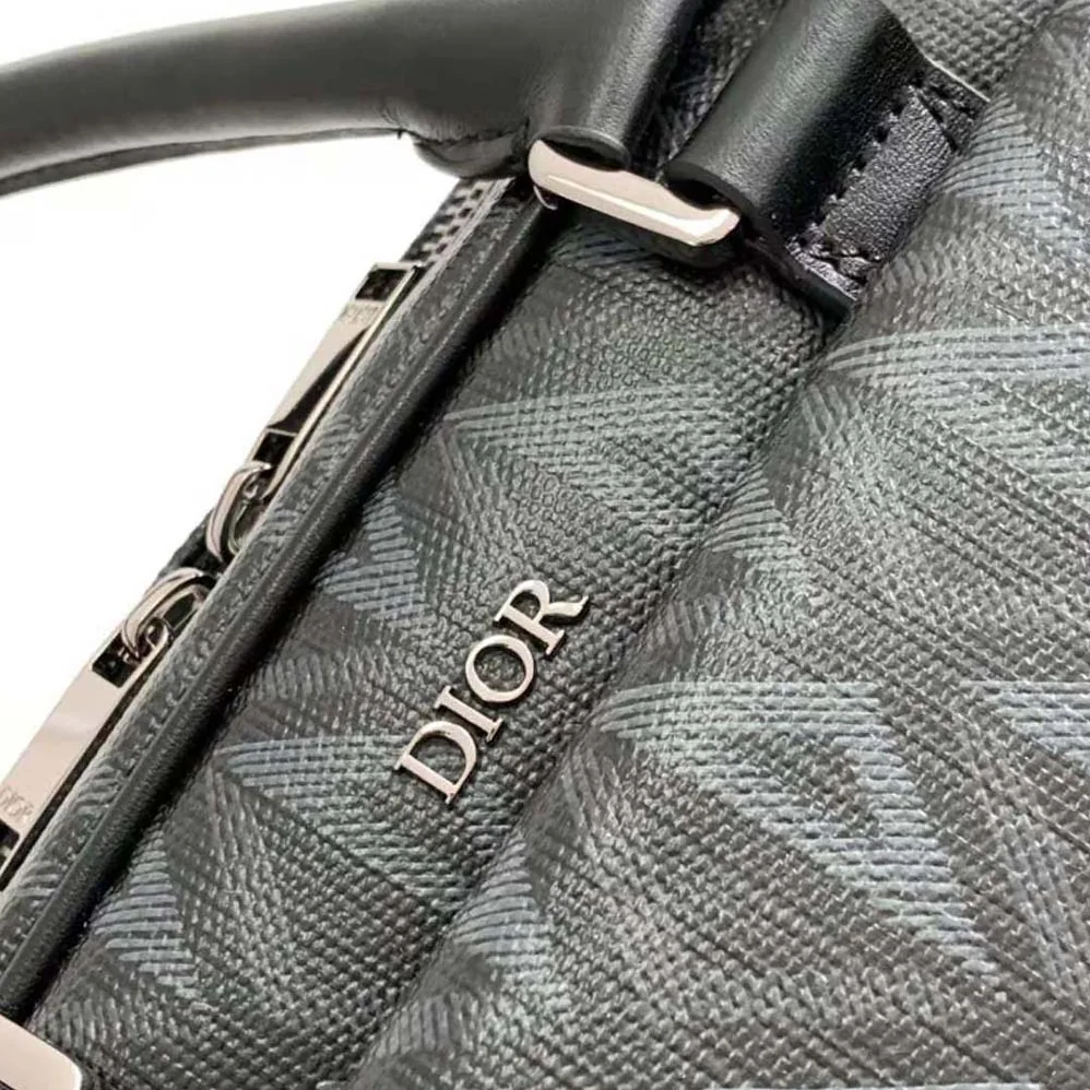Dior Hit the Road Briefcase Black CD Diamond Canvas and Smooth Calfskin for Men Dior Hit the Road Briefcase Black CD Diamond Canvas and Smooth Calfskin for Men
