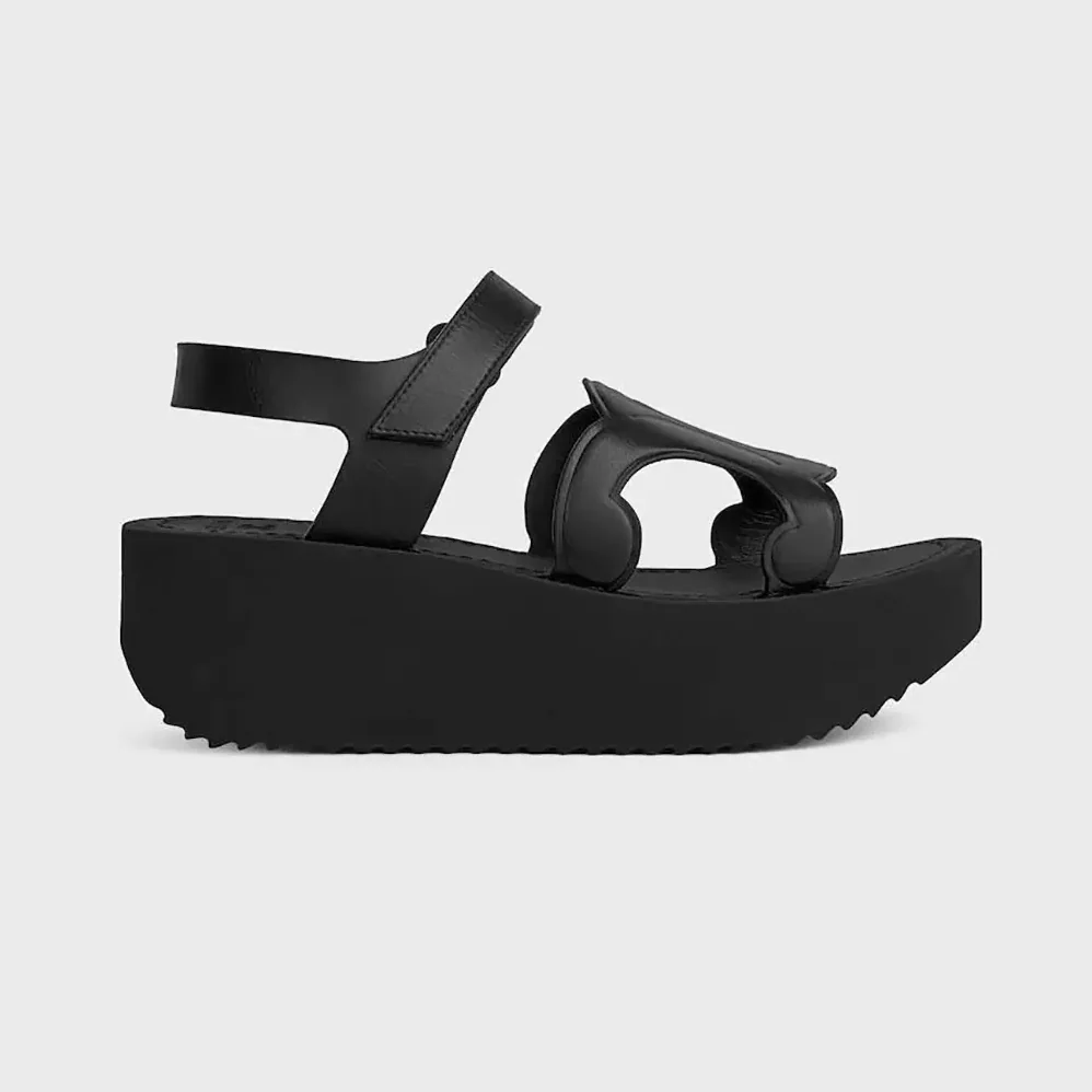 Celine Sunny Sandal In Calfskin – Vegetal Tanning for Women in Black