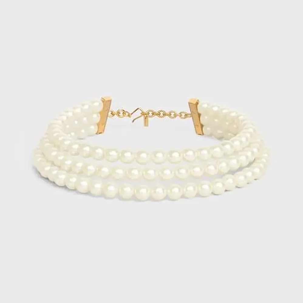 Celine Les Perles Celine Necklace in Resin Pearls Brass with Gold Finish and Steel for Women Celine Les Perles Celine Necklace in Resin Pearls Brass with Gold Finish and Steel for Women