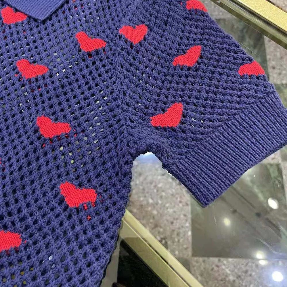 Dior Sweater Navy Blue and Red Hearts I Love Paris Cotton Knit for Women Dior Sweater Navy Blue and Red Hearts I Love Paris Cotton Knit for Women