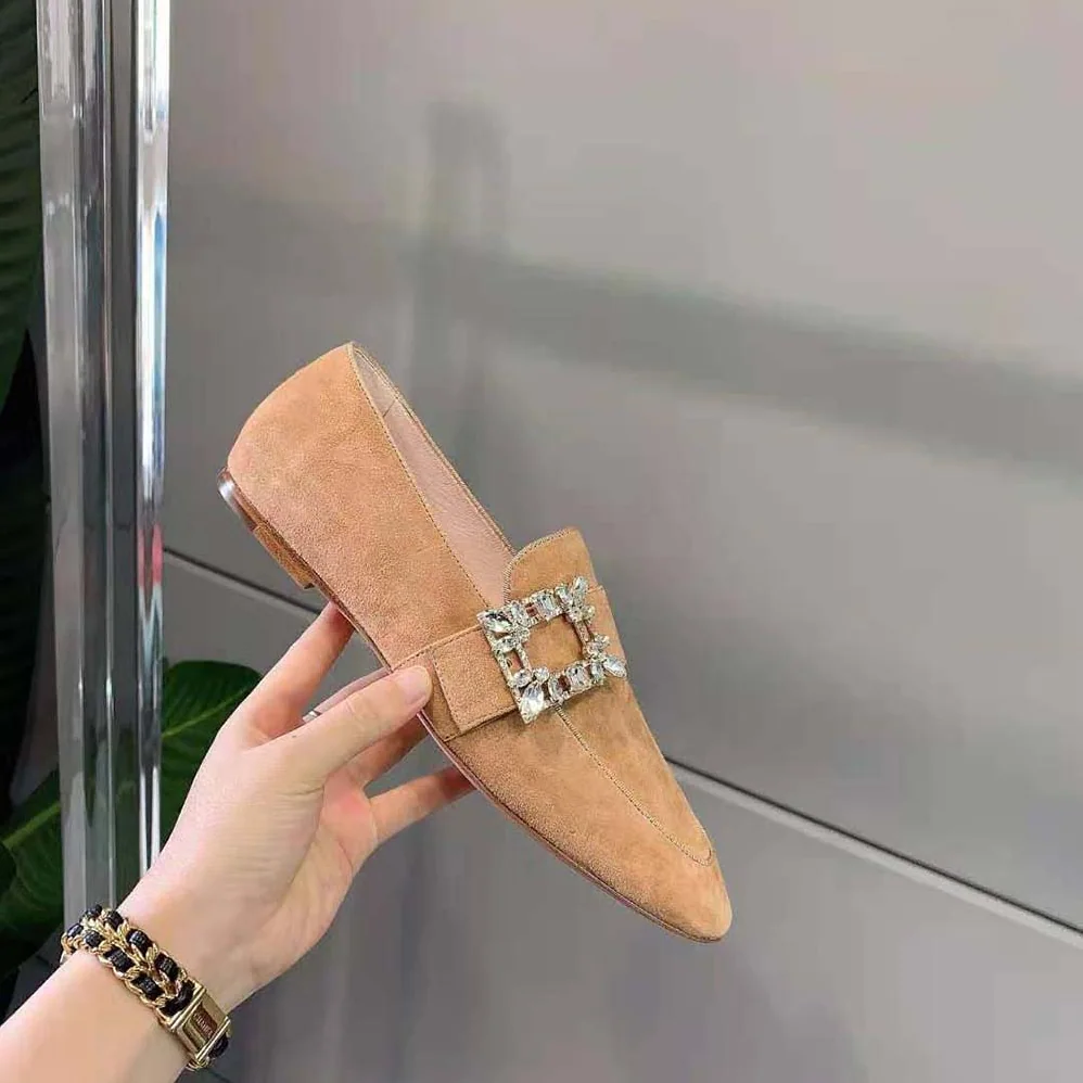 Roger Vivier Mini Broche Vivier Buckle Loafers in Suede for Women Roger Vivier Mini Broche Vivier Buckle Loafers in Suede for Women