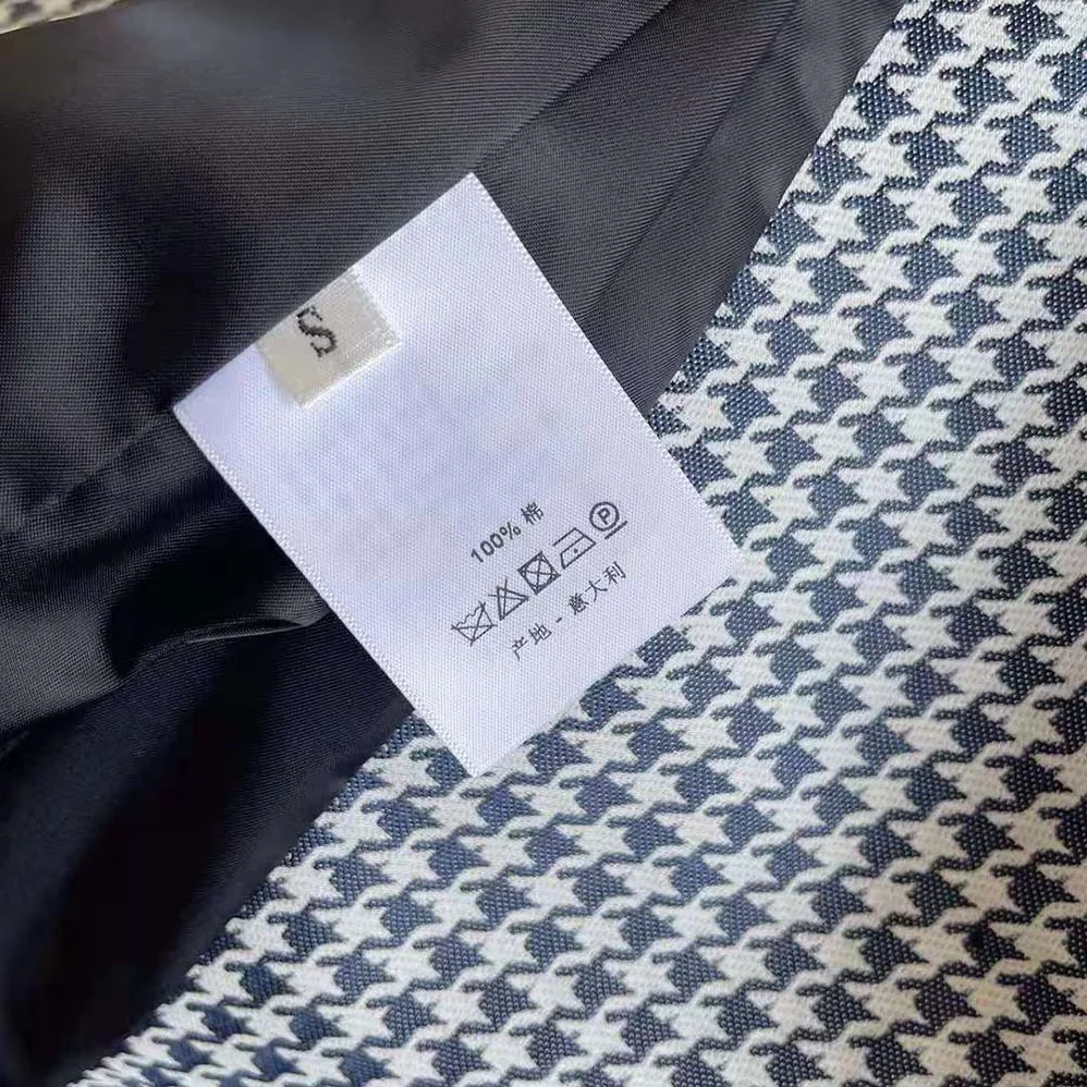 Dior Fitted Jacket Black and White Wool Twill and Silk with Micro Houndstooth Motif for Women