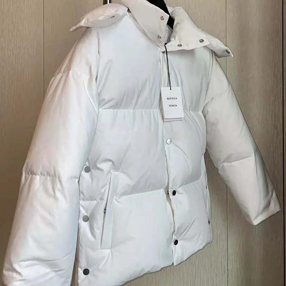 Bottega Veneta Frosted Poplin Puffer Jacket for Women in White