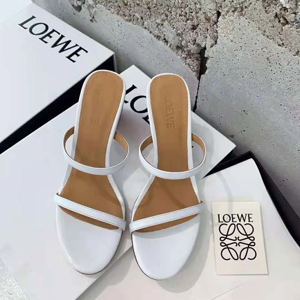 Loewe Soap Sandal in Goatskin 9cm Heel Height for Women in White