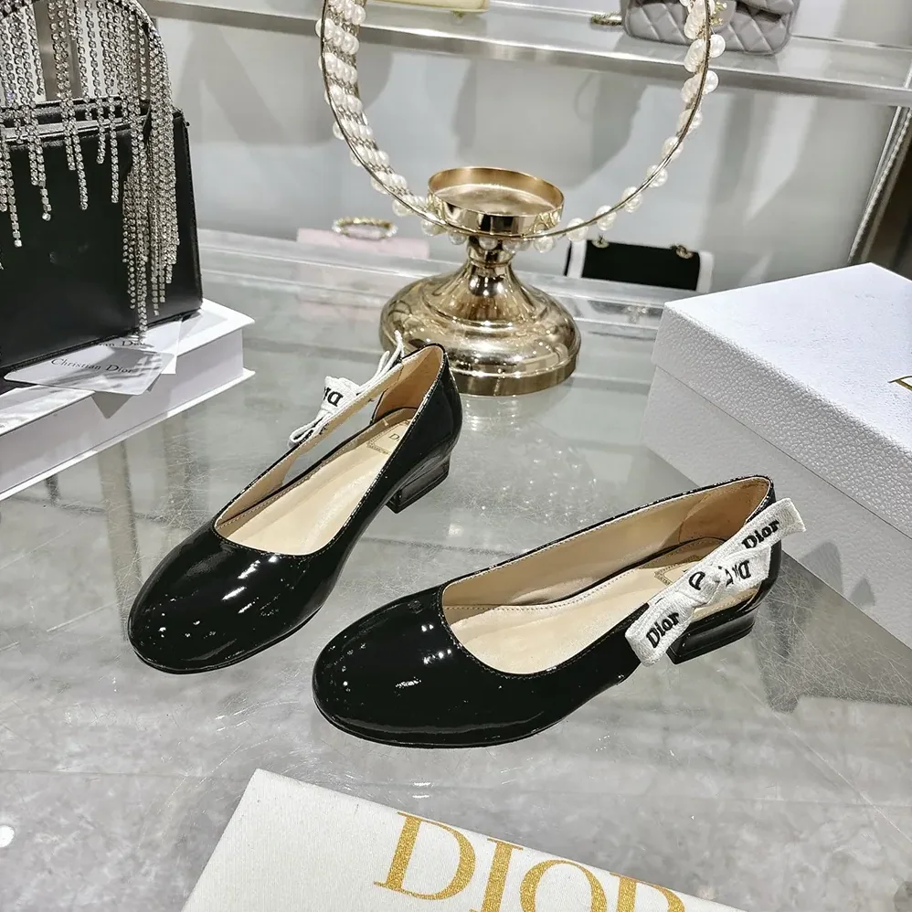 Dior J'Adior Ballet Flat Black Patent Calfskin for Women