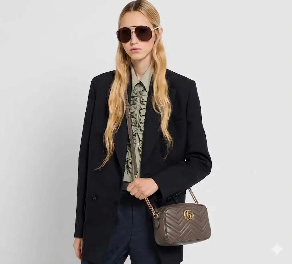 Gucci Marmont Camera Small Shoulder Bag in Dark Taupe Gold Hardware Gucci Marmont Camera Small Shoulder Bag in Dark Taupe Gold Hardware