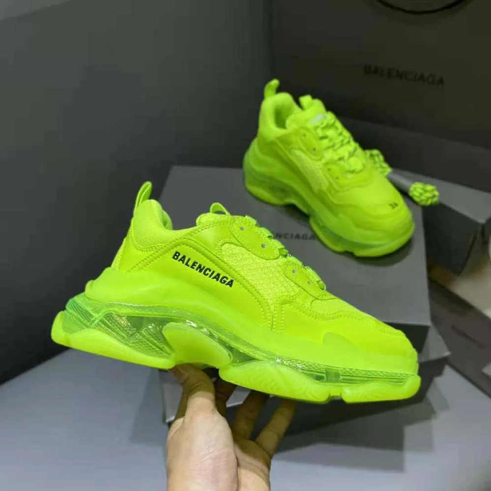 Balenciaga Triple S Clear Sole Sneaker in Neon Yellow Double Foam and Mesh for Women Balenciaga Triple S Clear Sole Sneaker in Neon Yellow Double Foam and Mesh for Women