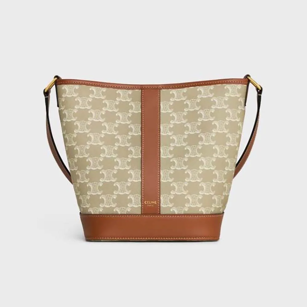 Celine Small Bucket Cuir Triomphe in Triomphe Canvas and Calfskin for Women