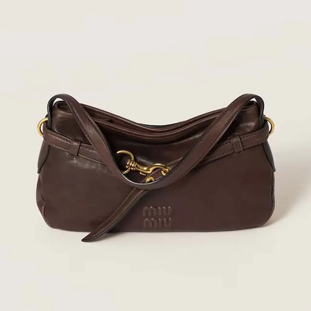 Miu Miu Aventure Nappa Leather Bag for Women in Briarwood Miu Miu Aventure Nappa Leather Bag for Women in Briarwood
