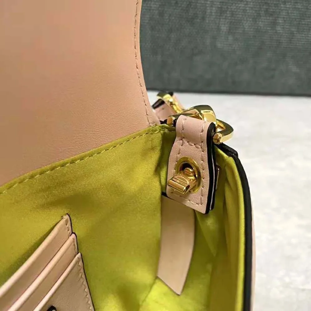 Fendi Brooch Mini Baguette Fendace Pink Leather Bag for Women Fendi Brooch Mini Baguette Fendace Pink Leather Bag for Women