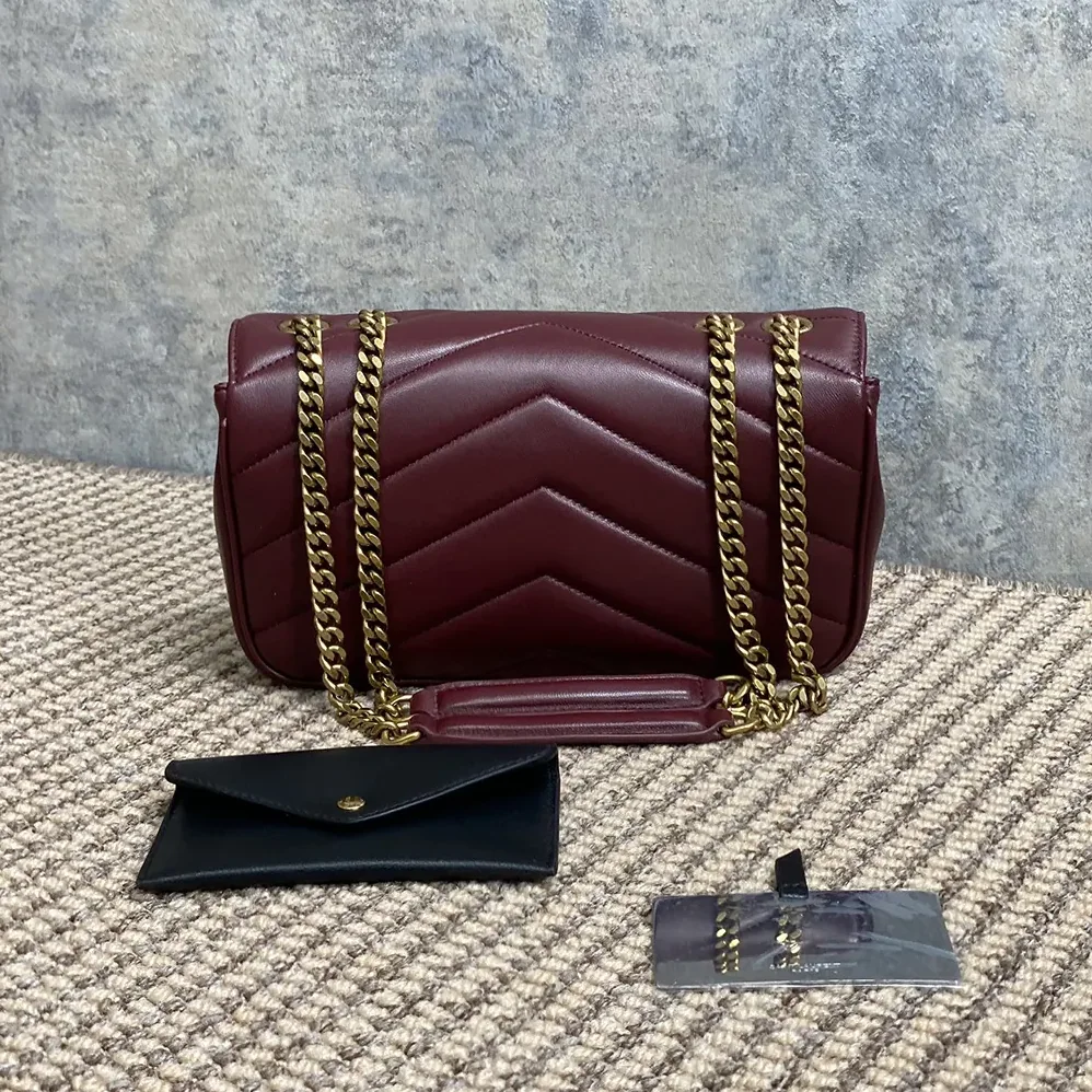 Saint Laurent YSL Loulou Small in Matelasse Lambskin for Women in Bordeaux