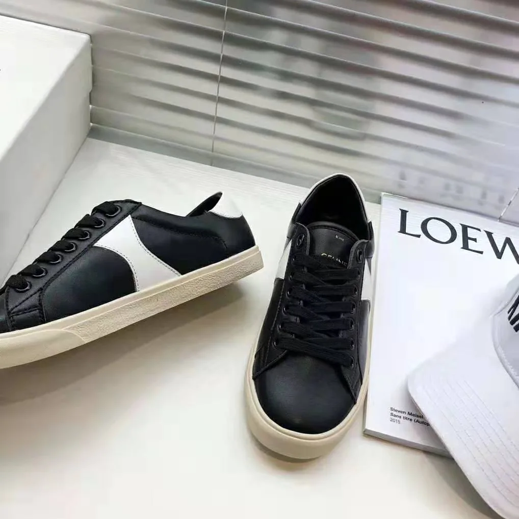Celine Celine Triomphe Low Lace Up Sneaker Calfskin for Women in Black