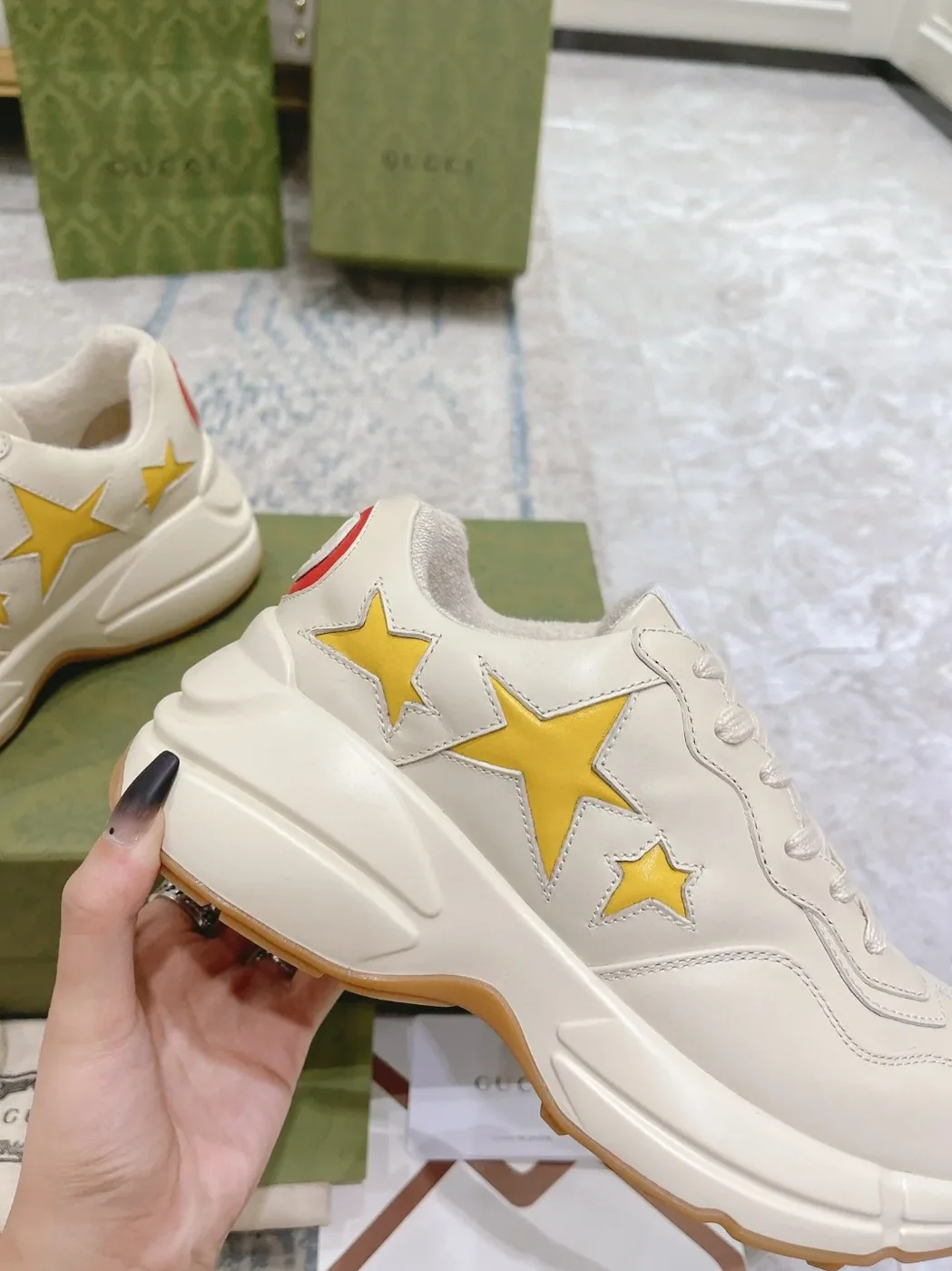 Gucci Rhyton Sneaker With Stars White
