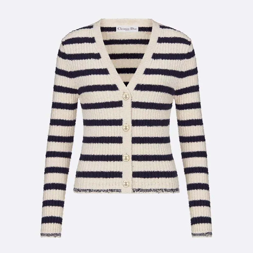 Dior Marinière Twin-Set Ecru and Navy Blue Cotton Knit for Women Dior Marinière Twin-Set Ecru and Navy Blue Cotton Knit for Women