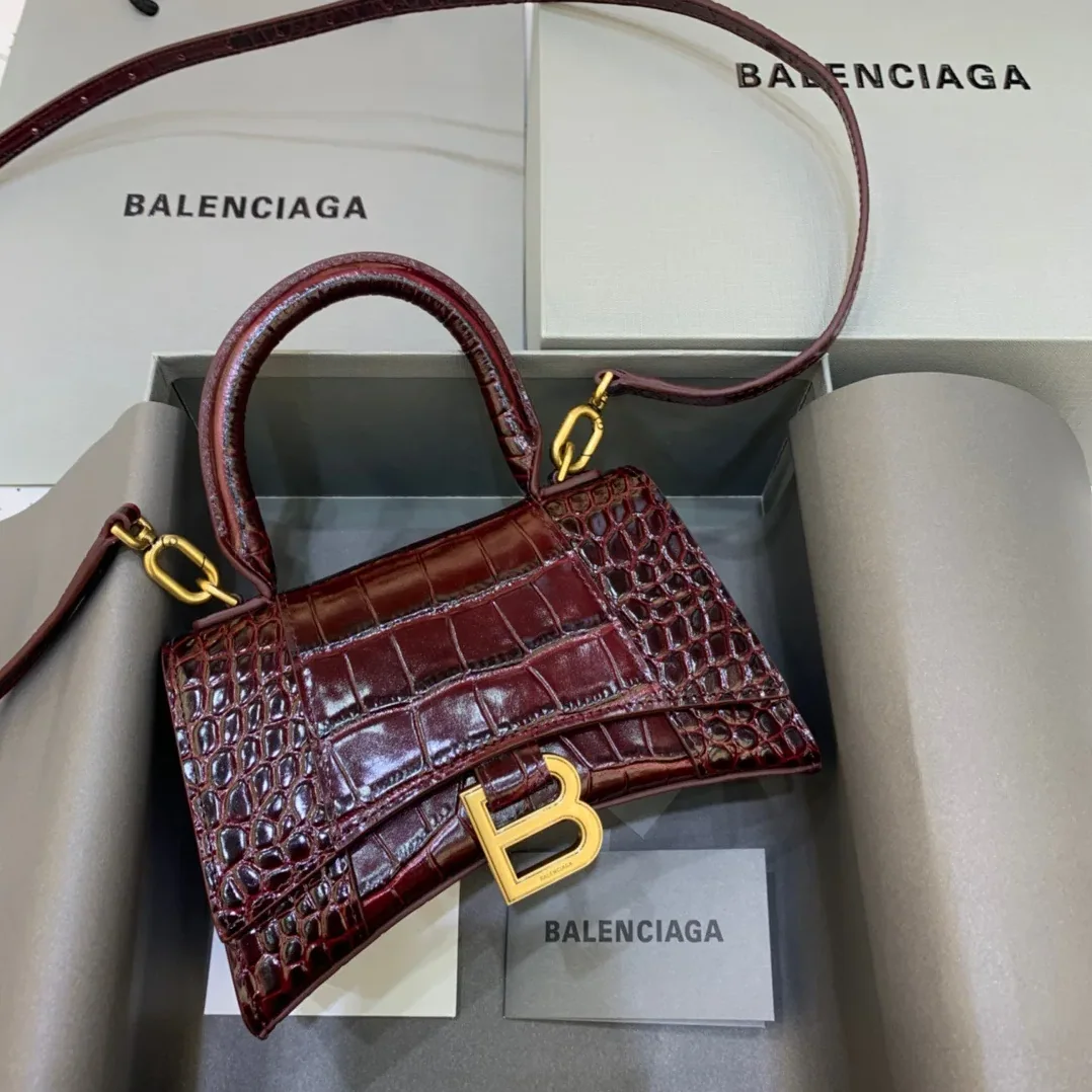 Balenciaga Hourglass XS Handbag In Dark Red Balenciaga Hourglass XS Handbag In Dark Red