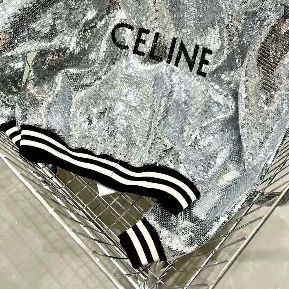 Celine Teddy Jacket in Cotton Fleece for Women in Silver