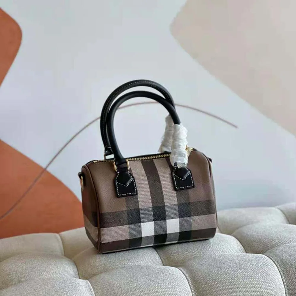 Burberry Mini Check Bowling Bag for Women in Black