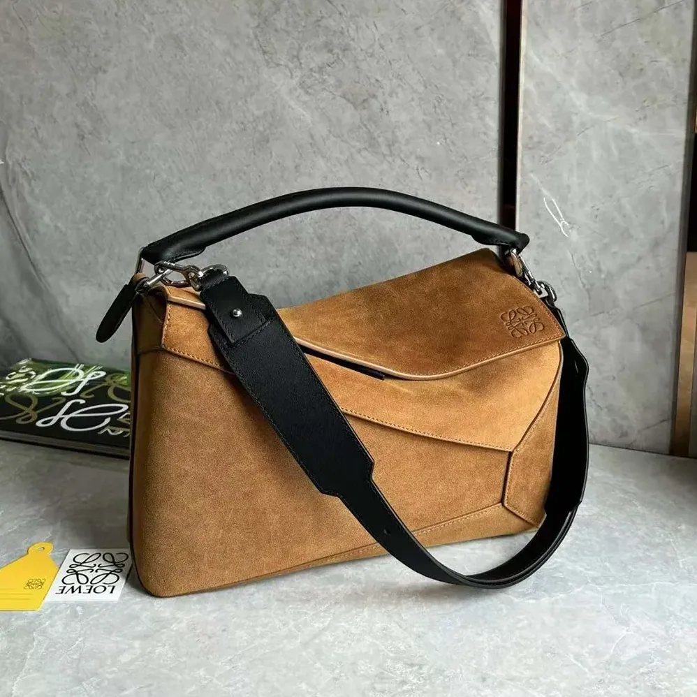 Loewe Puzzle Bag in Suede Calfskin for Unisex in Brown