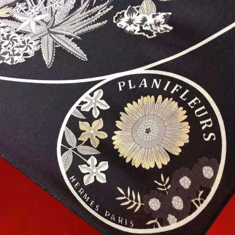 Hermes Planifleurs Scarf 90 for Women in Black