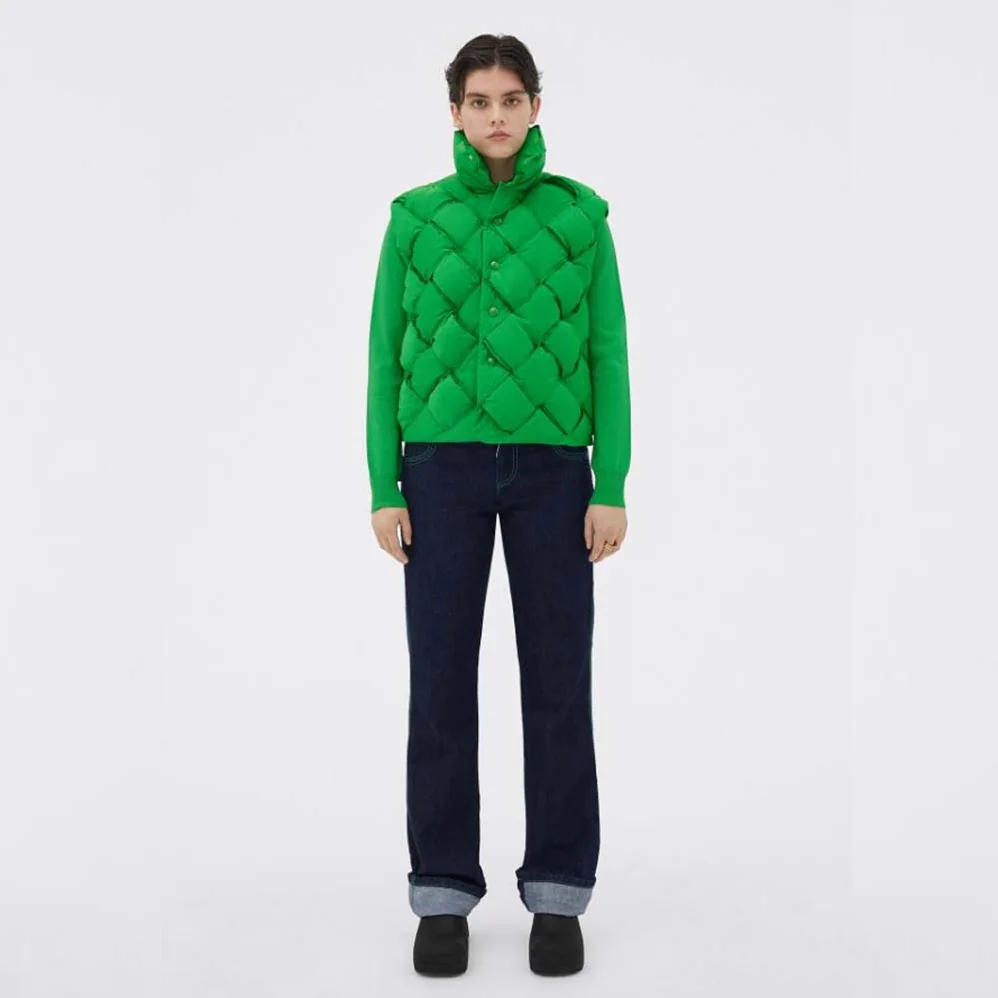 Bottega Veneta Intreccio Tech Nylon Vest for Women in Green