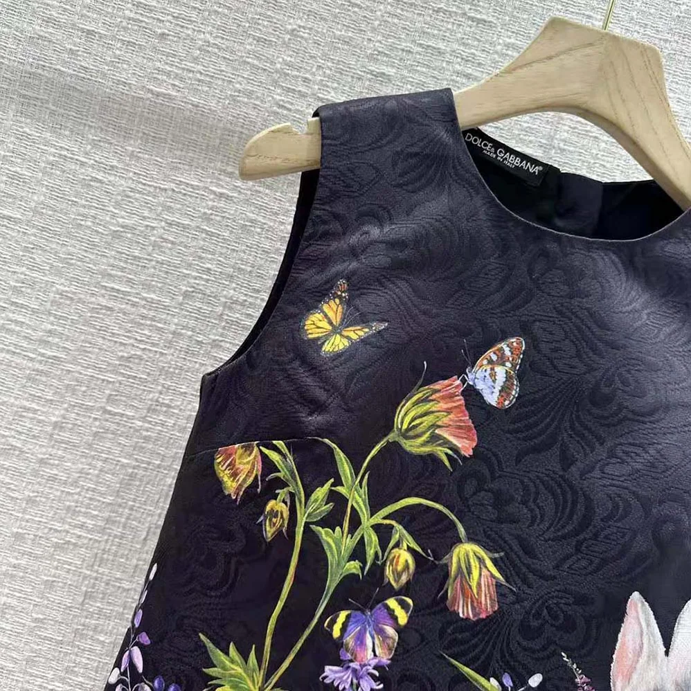 Dolce Gabbana D&G Rabbit-Print Brocade A for Women in Line Dress Dolce Gabbana D&G Rabbit-Print Brocade A for Women in Line Dress