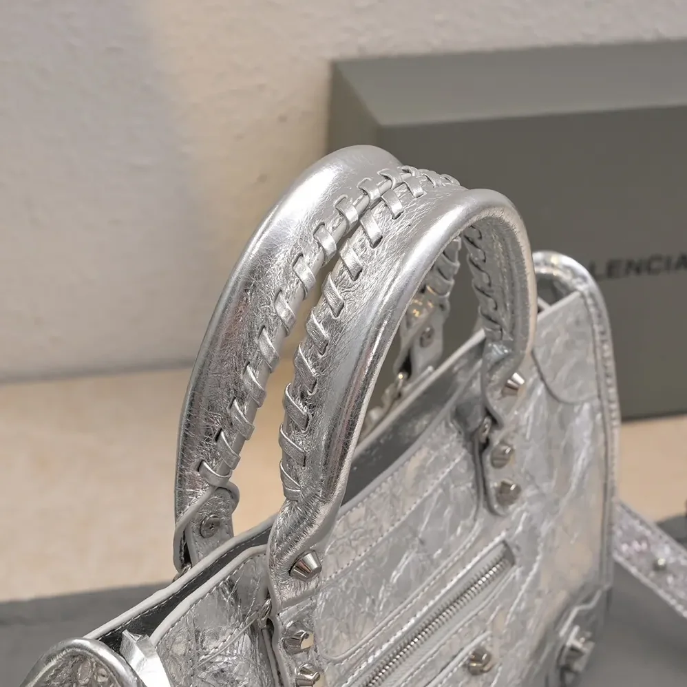 Balenciaga Le City Medium Bag Metallized in Silver for Women