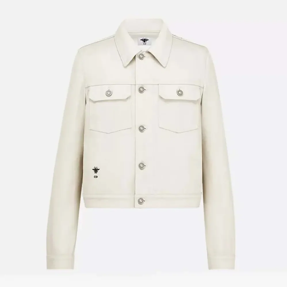 Dior Jacket White Cotton Denim with Multicolor Dior Astral Flowers Motif for Women Dior Jacket White Cotton Denim with Multicolor Dior Astral Flowers Motif for Women