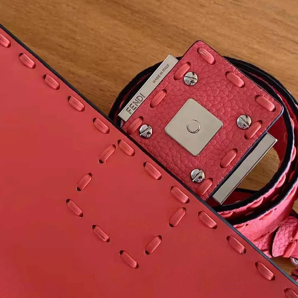 Fendi Baguette Pink Selleria Bag with Oversized Topstitching for Women