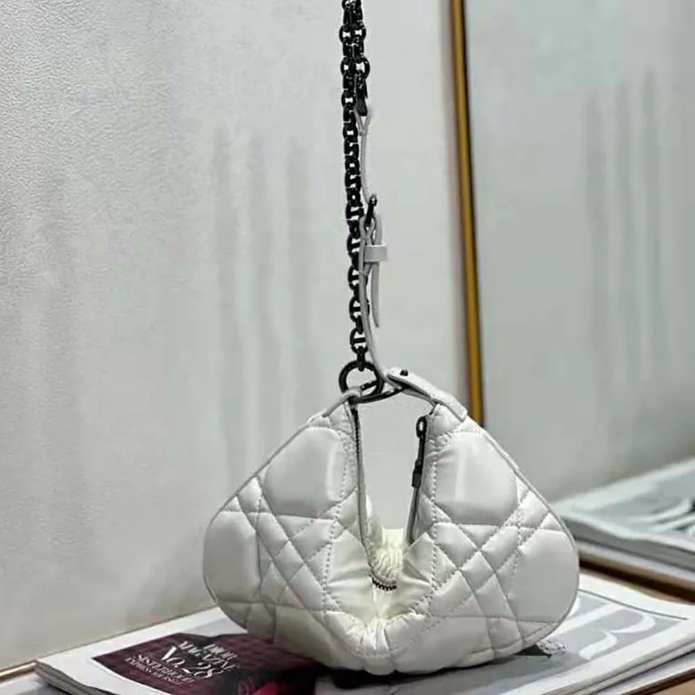 Dior Mini Dior Caro Tulip Bag Latte Quilted Macrocannage Calfskin for Women Dior Mini Dior Caro Tulip Bag Latte Quilted Macrocannage Calfskin for Women