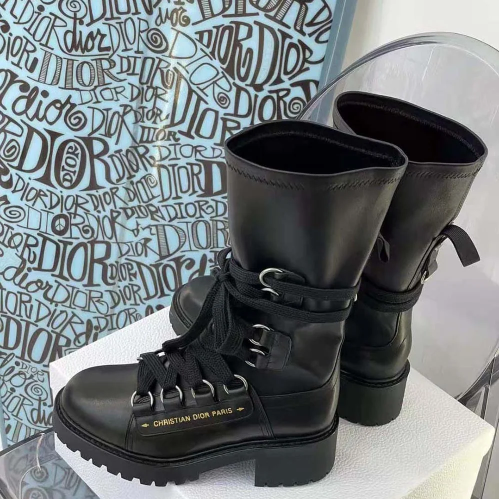 Dior D-Fight Ankle Boot Black Lambskin for Women