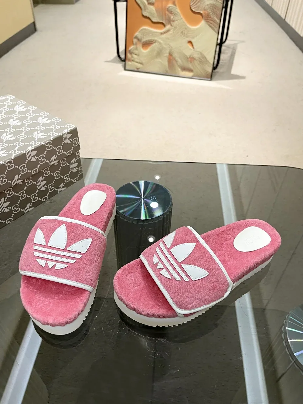 Gucci x Adidas GG Platform Sandal Pink for Women Gucci x Adidas GG Platform Sandal Pink for Women