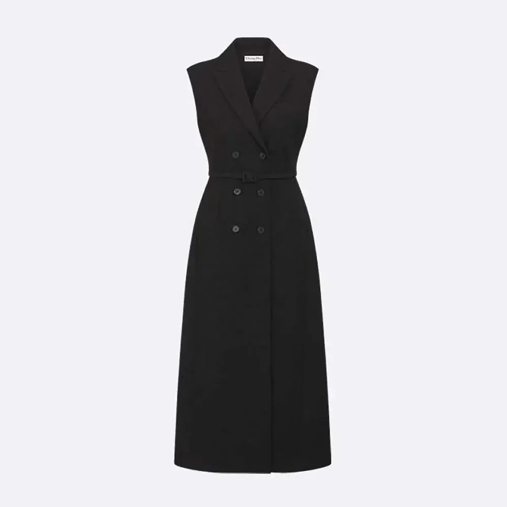 Dior Mid-Length Blazer Dress Black Virgin Wool and Cotton Bouclé for Women Dior Mid-Length Blazer Dress Black Virgin Wool and Cotton Bouclé for Women