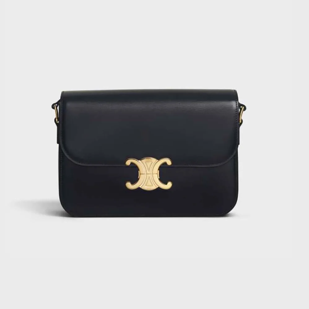 Celine Classique Triomphe Bag in Shiny Calfskin for Women in Black