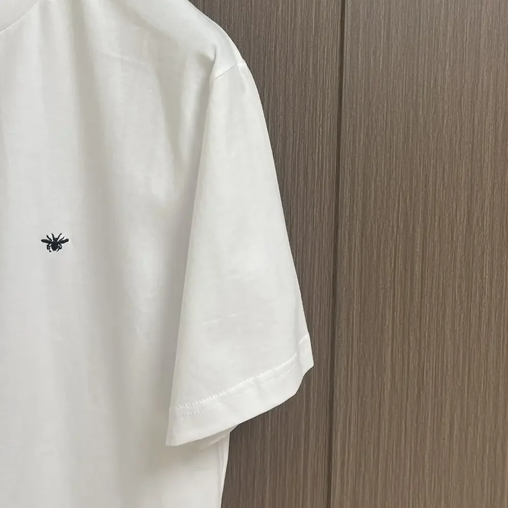 Dior T-Shirt with Bee Embroidery White Cotton Jersey for Men