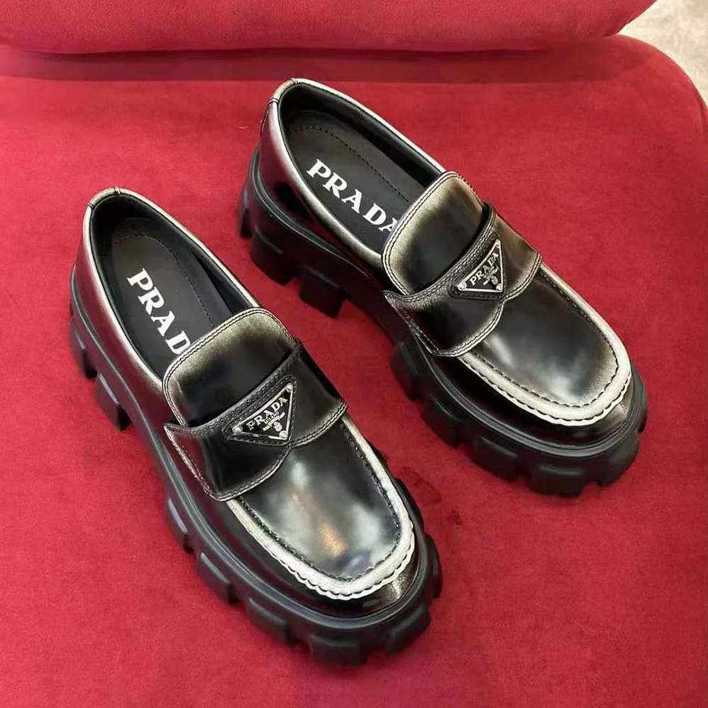 Prada Monolith Nuanced Brushed Leather Loafers for Men Prada Monolith Nuanced Brushed Leather Loafers for Men