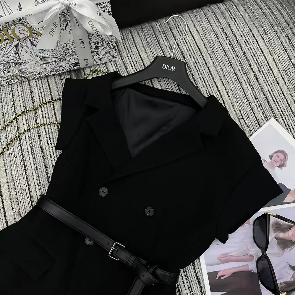 Dior Asymmetric Short-Sleeved Jacket with Belt Black Silk and Cotton Faille for Women Dior Asymmetric Short-Sleeved Jacket with Belt Black Silk and Cotton Faille for Women